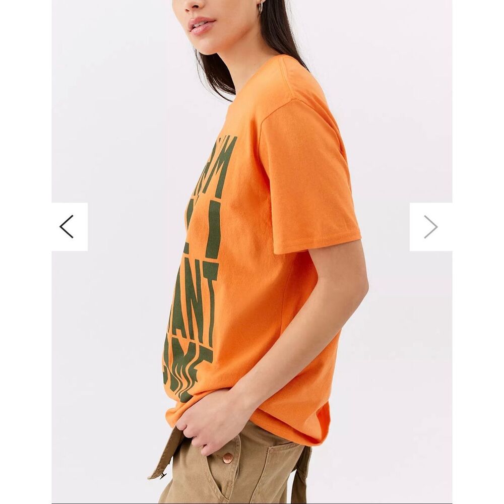 Urban Outfitters UO Sorry I’m Late Oversized Graphic T Shirt Orange XS/S NEW - Picture 3 of 4